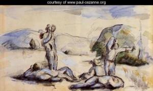 Oil the Painting - The Harvesters by Cezanne,Paul