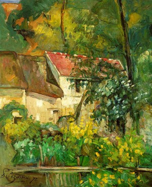 Oil the Painting - The House of Père Lacroix in Auvers, 1873 by Cezanne,Paul