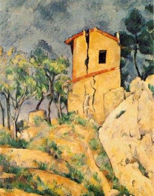 Oil the Painting - The House with Cracked Walls  1892-1894 by Cezanne,Paul