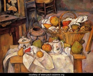 Oil the Painting - The Kitchen Table by Cezanne,Paul