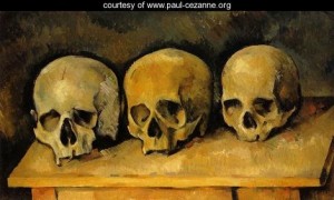 Oil cezanne,paul Painting - The Three Skulls by Cezanne,Paul