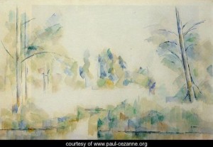 Oil water Painting - Trees By The Water by Cezanne,Paul