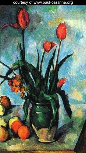 Oil cezanne,paul Painting - Tulips In A Vase by Cezanne,Paul