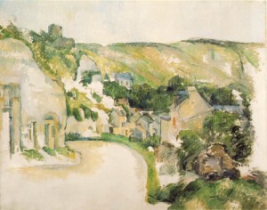 Oil the Painting - Turn in the Road at La Roche Guyon  1885 by Cezanne,Paul