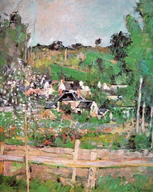 Oil the Painting - View of Auvers sur Oise (The Fence), 1873 by Cezanne,Paul