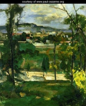 Oil cezanne,paul Painting - Village behind Trees, Ile de France by Cezanne,Paul