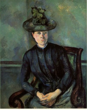 Oil woman Painting - Woman in a Green Hat1894-1895 by Cezanne,Paul