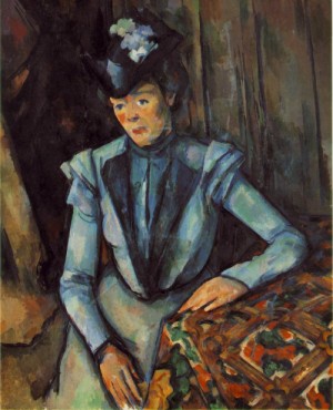 Oil blue Painting - Woman Seated in Blue    1900-02 by Cezanne,Paul