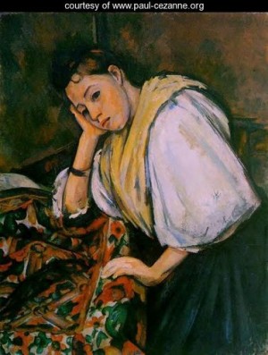 Oil cezanne,paul Painting - Young Italian Girl Resting On Her Elbow by Cezanne,Paul