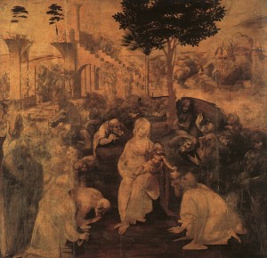 Oil the Painting - Adoration of the Magi. 1481-1482 by Da Vinci,Leonardo
