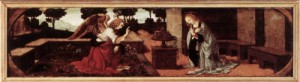 Oil da vinci,leonardo Painting - Annunciation    1478-82 by Da Vinci,Leonardo
