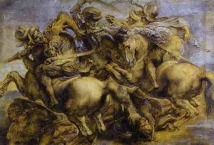 Oil the Painting - Copy of the Battle of Anghiari by Leonardo. 1550-1603 by Da Vinci,Leonardo