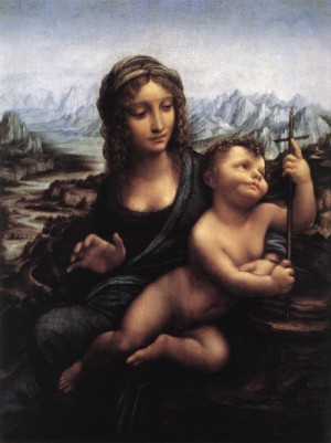 Oil madonna Painting - Madonna with the Yarnwinder    after 1510 by Da Vinci,Leonardo
