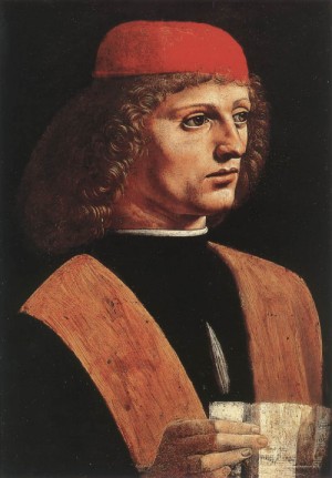 Oil portrait Painting - Portrait of a Musician  1490 by Da Vinci,Leonardo