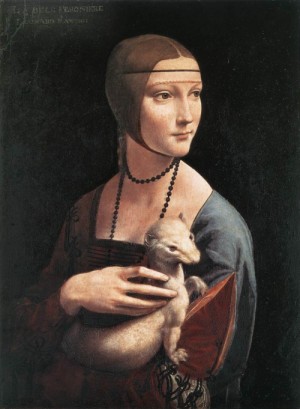 Oil portrait Painting - Portrait of Cecilia Gallerani (Lady with an Ermine)    1483-90 by Da Vinci,Leonardo