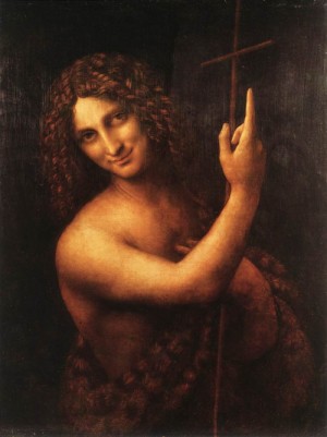 Oil da vinci,leonardo Painting - St John the Baptist    1513-16 by Da Vinci,Leonardo