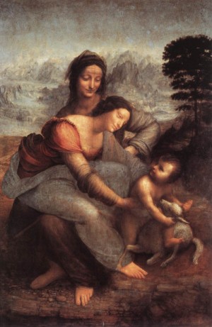 Oil the Painting - The Virgin and Child with St Anne    c. 1510 by Da Vinci,Leonardo