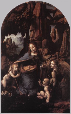 Oil the Painting - Virgin of the Rocks   1495-1508 by Da Vinci,Leonardo