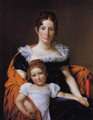 Oil portrait Painting - Portrait of the Comtesse Vilain XIIII and her Daughter 1816 by David,Jacques-Louis