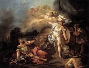 Oil david,jacques-louis Painting - The Combat of Mars and Minerva 1771 by David,Jacques-Louis