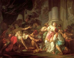 Oil david,jacques-louis Painting - The Death of Seneca 1773 by David,Jacques-Louis