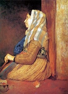 Oil woman Painting - A Roman Beggar Woman 1857 by Degas,Edgar