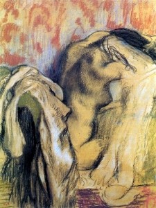 Oil woman Painting - After Bathing Woman Drying Herself 1905-07 by Degas,Edgar