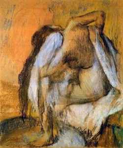 Oil woman Painting - After the Bath Woman Drying Herself 1895-1905 by Degas,Edgar
