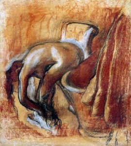 Oil woman Painting - After the Bath Woman Drying Herself 1900-05 by Degas,Edgar