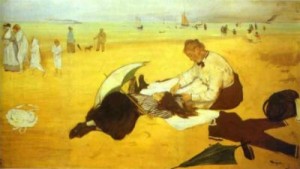 Oil degas,edgar Painting - At the Beach. 1876 by Degas,Edgar