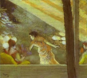 Oil the Painting - At the Cafe des Ambassadeurs. 1885 by Degas,Edgar