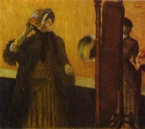 Oil the Painting - At the Milliner's. 1882 by Degas,Edgar