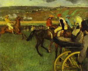 Oil the Painting - At the Races, Amateur Jockeys by Degas,Edgar