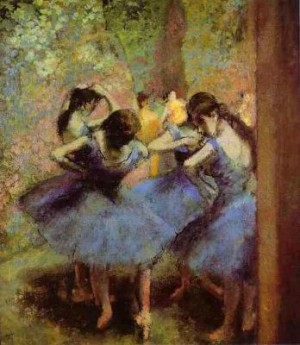 Oil blue Painting - Blue Dancers. c.1890 by Degas,Edgar