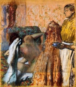 Oil degas,edgar Painting - Break fast after the Bath 1893-98 by Degas,Edgar