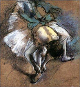 Oil degas,edgar Painting - Dancer Adjusting Her Slipper 1880-85 by Degas,Edgar