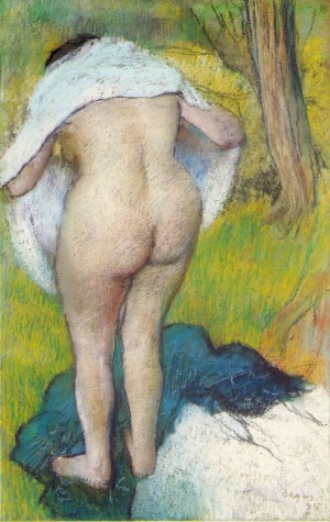 Oil girl Painting - Girl Drying Herself  1885 by Degas,Edgar