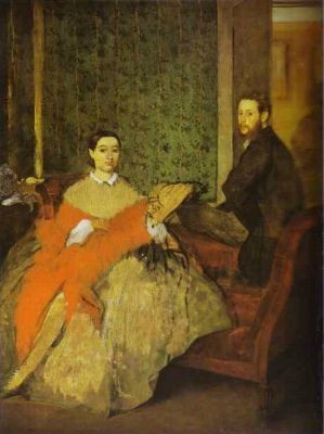 Oil degas,edgar Painting - Portrait of Edmondo and Thérèse Morbilli. 1865 by Degas,Edgar