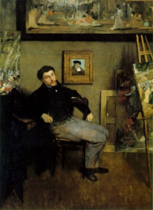 Oil portrait Painting - Portrait of James Tissot  1867-68 by Degas,Edgar