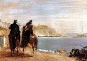 Oil sea Painting - Promenade by the Sea 1860 by Degas,Edgar