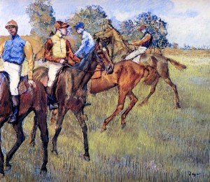 Oil degas,edgar Painting - Race Horses 1873 by Degas,Edgar