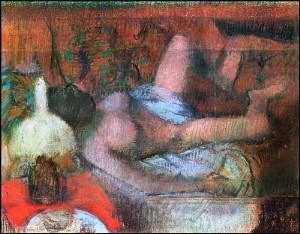 Oil Nude Painting - Reclining Nude 1883-85 by Degas,Edgar
