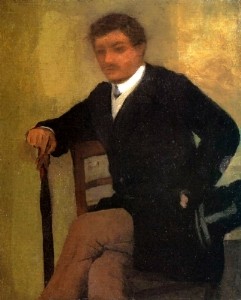 Oil degas,edgar Painting - Seated Young Man in a Jacket with an Umbrella 1864-68 by Degas,Edgar