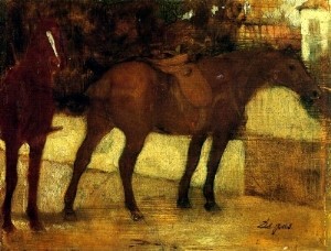 Oil degas,edgar Painting - Study of Horses 1873-80 by Degas,Edgar