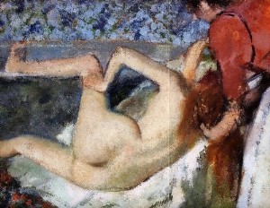 Oil degas,edgar Painting - The Bath Woman from Behind 1895 by Degas,Edgar