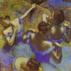 Oil blue Painting - The Blue Dancers. 1898-99 by Degas,Edgar