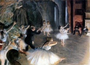 Oil degas,edgar Painting - The Rehearsal on Stage 1874 by Degas,Edgar