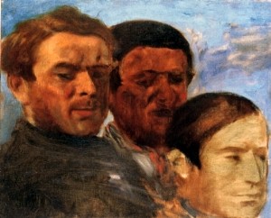 Oil degas,edgar Painting - Three Heads 1871 by Degas,Edgar