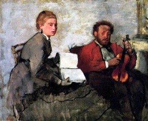 Oil degas,edgar Painting - Violinist and Young Woman 1872 by Degas,Edgar