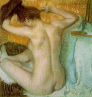 Oil woman Painting - Woman Combing Her Hair  c.1886 by Degas,Edgar